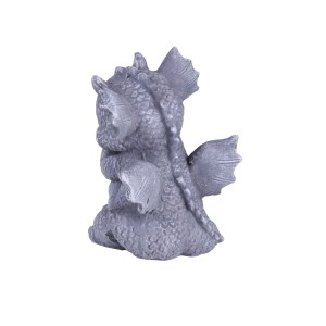 Grau-schwarze DELUKE Gartenfigur OTTO aus Keramik, 37x28x27 cm, als Gartendeko für den Außenbereich.