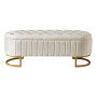 Merax Sitzbank 120x40cm in Beige mit Samtbezug, getuftet, Stauraum und goldenen Metallbeinen.
