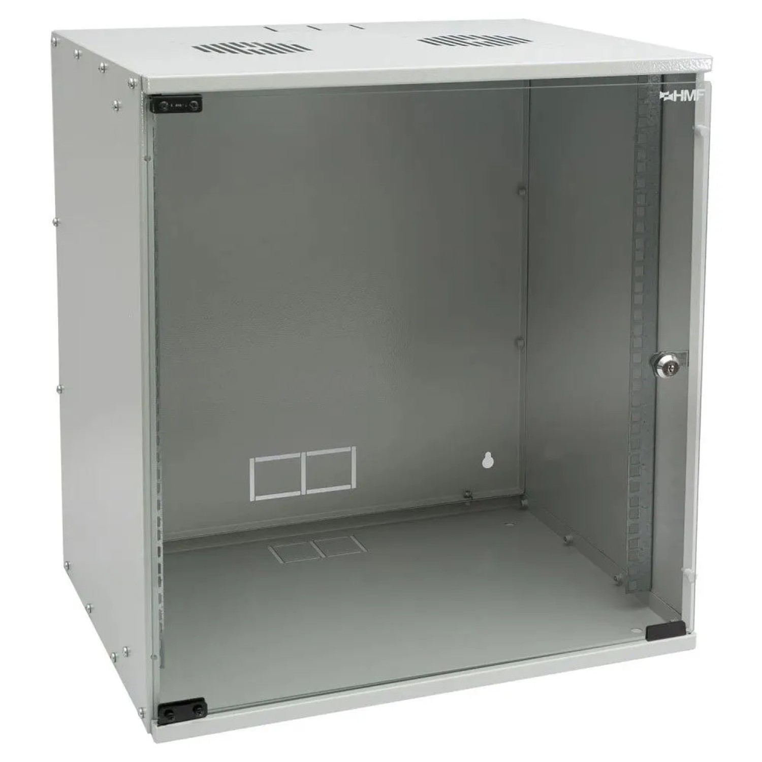 HMF 65712-07 Serverschrank Netzwerkschrank 12HE Unmontiert 19 Zoll Rack Lichtgrau