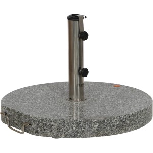 Siena Garden Schirmständer aus grauem Granit, Ø 50cm, mit Edelstahlrohr und Fixierschrauben.