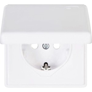 Kopp Feuchtraum Steckdose mit Klappdeckel, Arktisweiß, Unterputz.