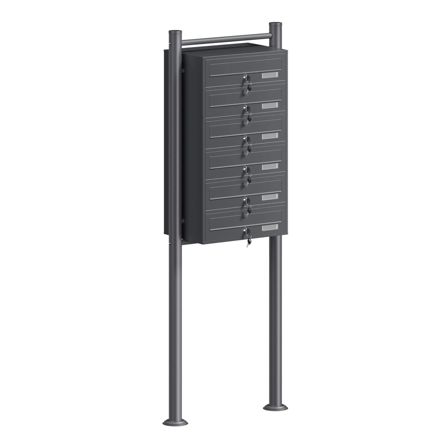 Wiltec 6Er Briefkastenanlage Anthrazit 270X513X1500Mm Standbriefkasten Post