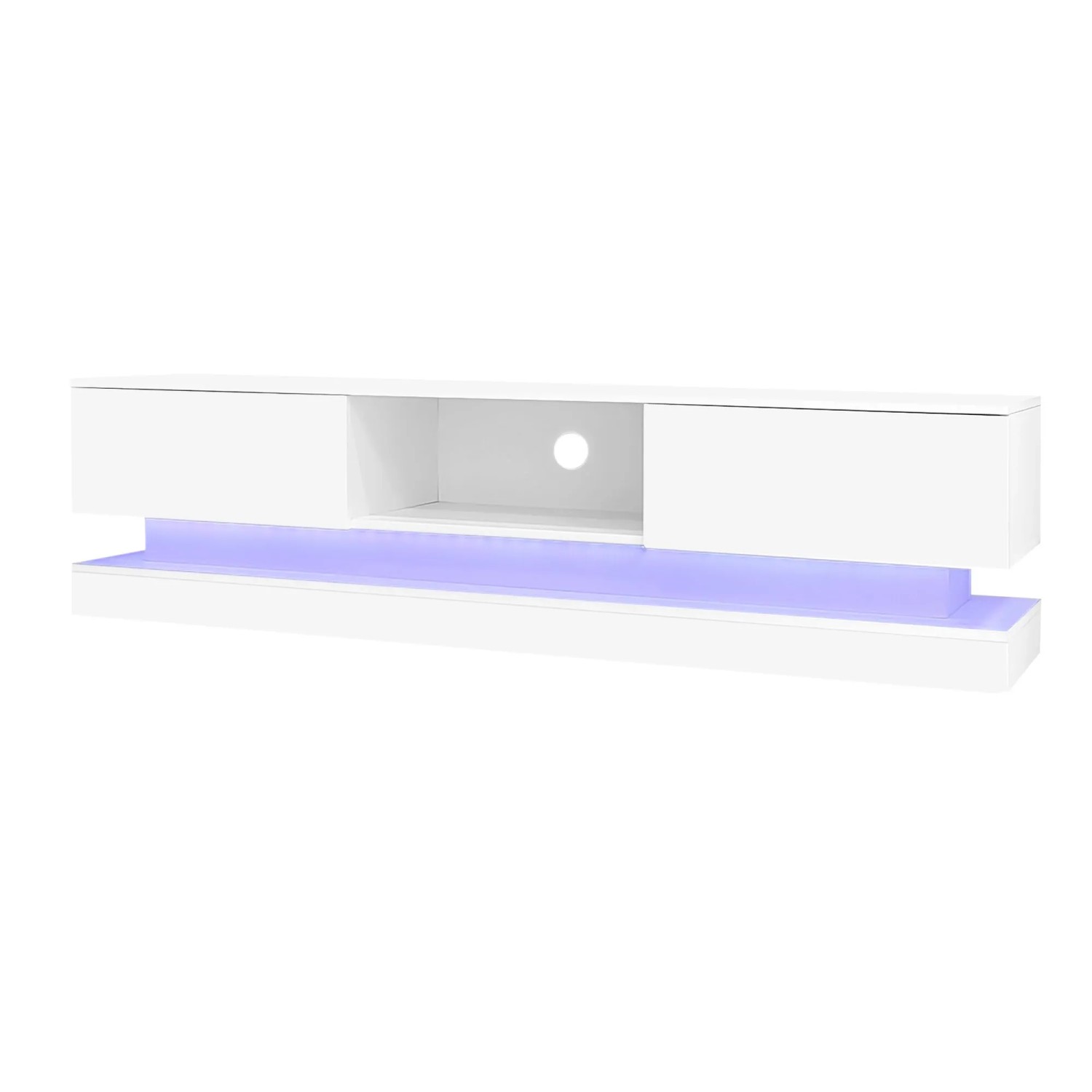 okwish TV Schrank mit LED Schubladen App Steuerung Anti Kipp 160x35x40.5cm Weiß