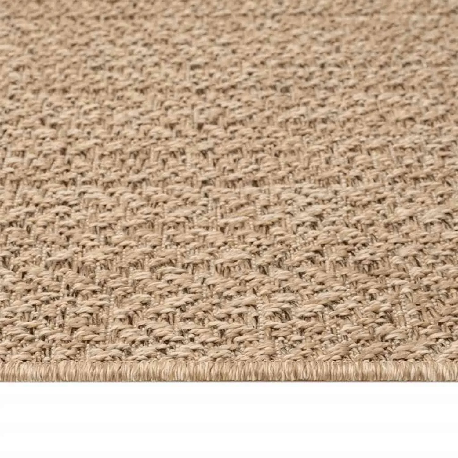 Beiger vidaXL Outdoor-Teppich ZIZUR in Jute-Optik. Dichte Webstruktur für Innen- & Außenbereich.