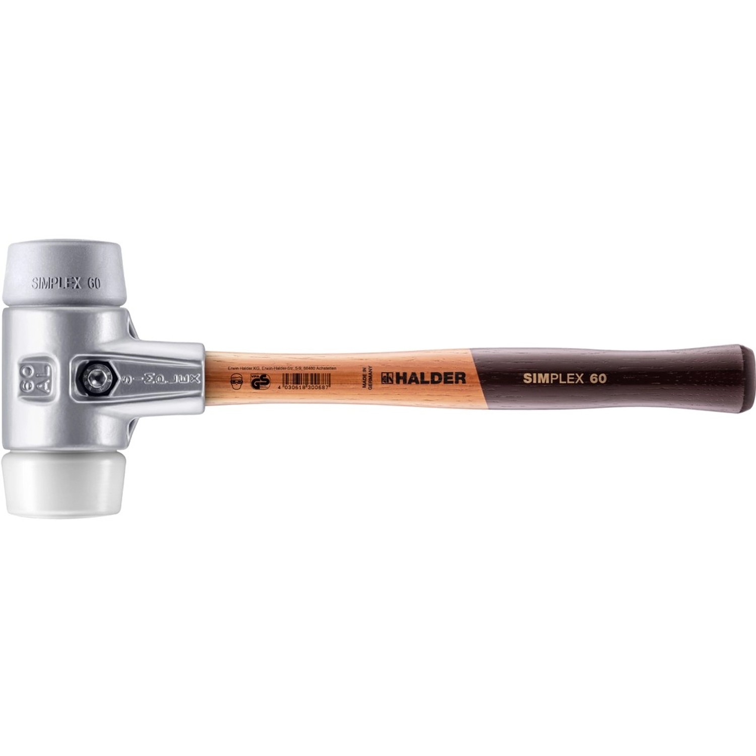 Halder Simplex Schonhammer Ø 60 mm TPE-mid Grau   Superplastik Weiß günstig online kaufen