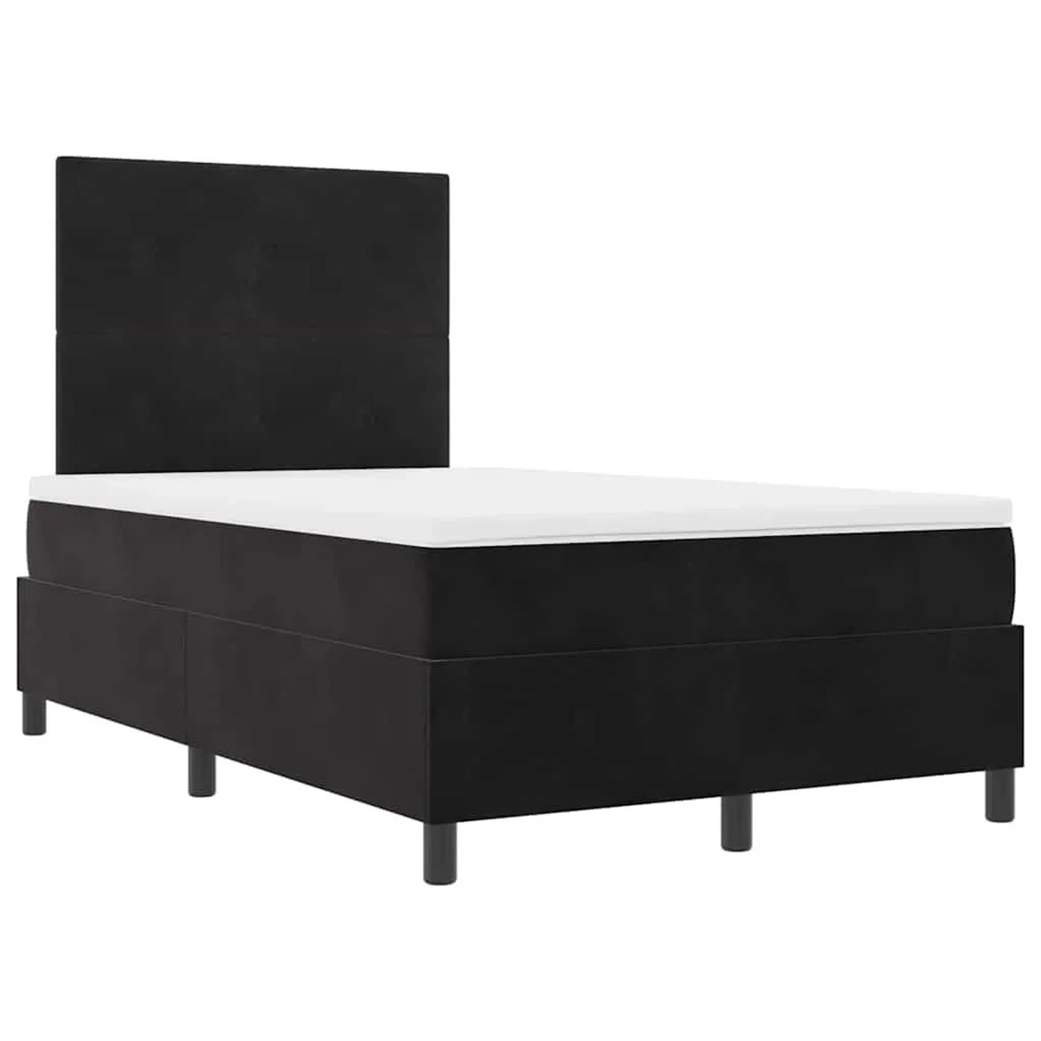 vidaXL Boxspringbett mit Matratze Schwarz 120 x 200 cm Samt 3343306