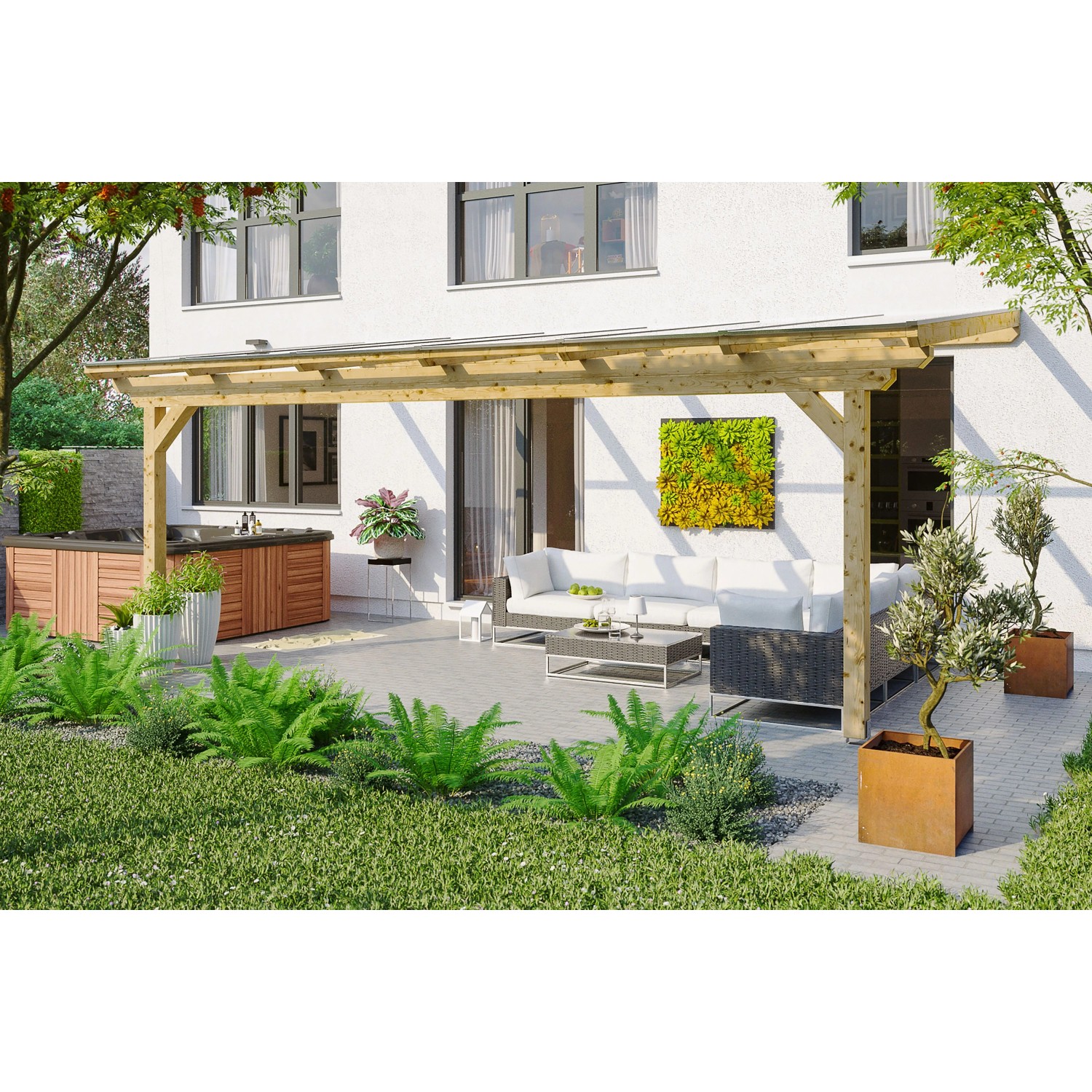 Skan Holz Terrassenüberdachung Ancona 648 cm x 400 cm