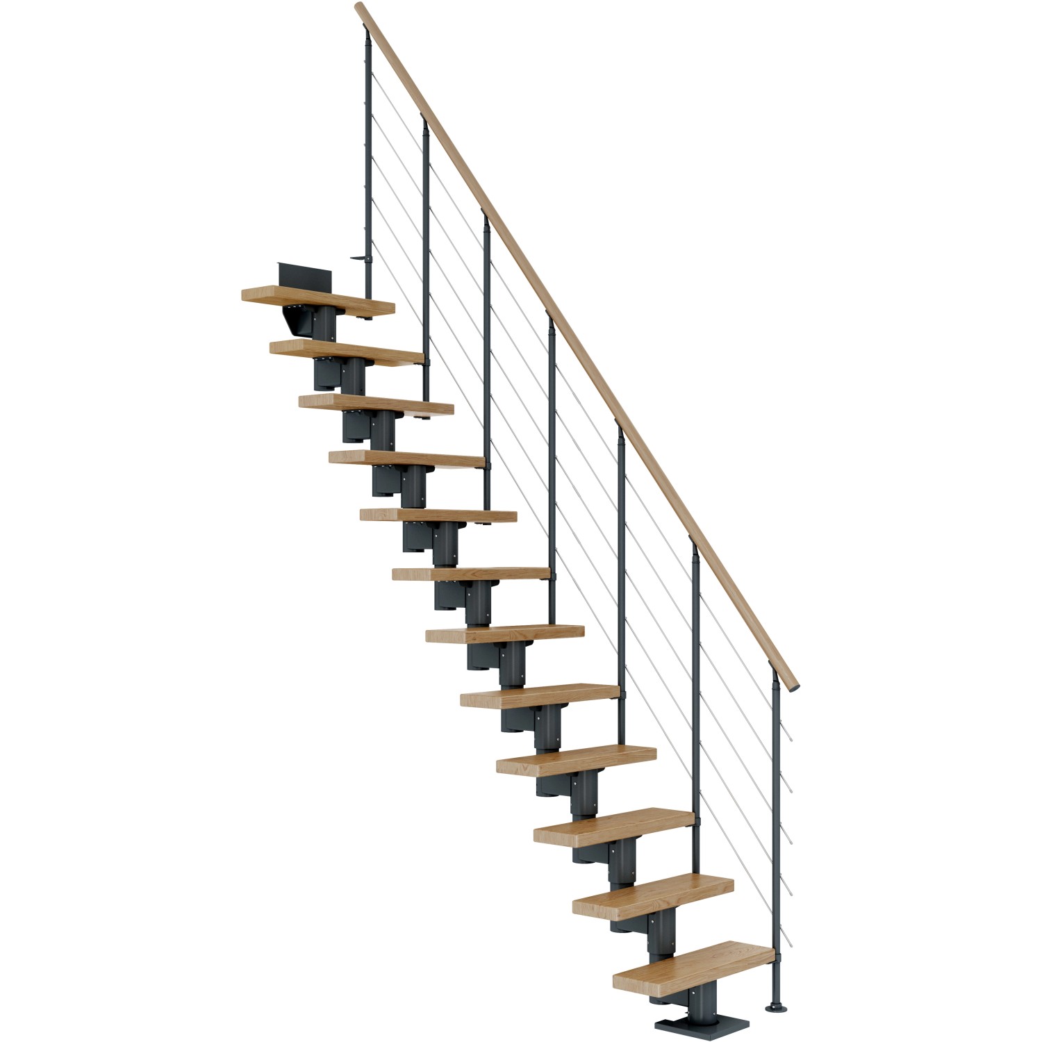 Dolle Mittelholmtreppe Dublin Eiche Anthrazit GH bis 270 cm Gerade 65 cm FSC