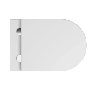 Weiß matter WC-Sitz, Aufsicht, für Stilform Soho Wand-WC. Robuster Duroplast mit Soft-Close-Funktion.
