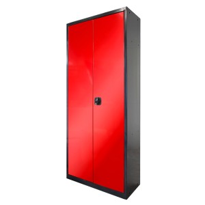 PROREGAL Motorradschrank Owl, anthrazitgrau/rot, mit Fächern für Motorradbekleidung.