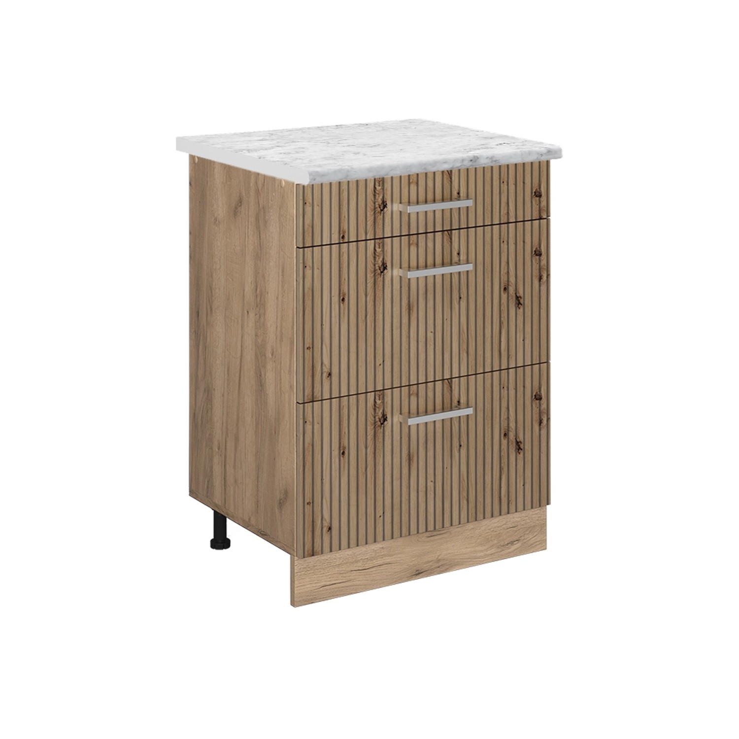 Vicco Küchenunterschrank R-Line Artisan-Eiche/Goldkraft Eiche 60 cm AP Marmor mit Goldkraft Eiche Korpus