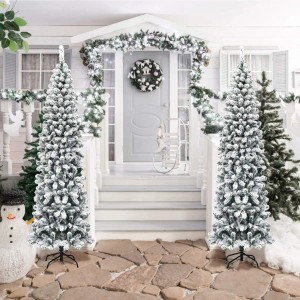 Costway Bleistift Weihnachtsbaum mit Schnee 225cm