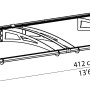 Technische Zeichnung: Palram Canopia Aquila 4.1 x 0.9 Vordach in Anthrazit mit Maßen.