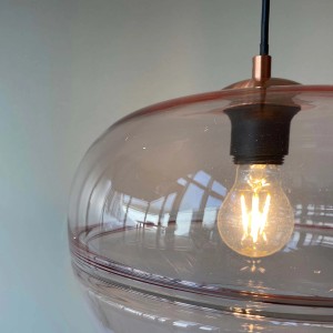 Fischer & Honsel Pendelleuchte Ink, Ø 29,5 cm, Glas Pink, Vintage-Stil.