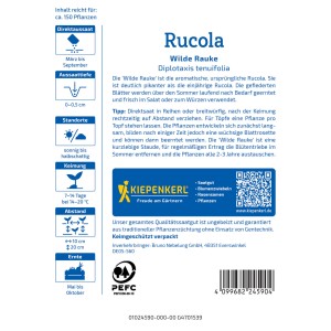 Kiepenkerl Wilde Rauke Rucola Samenpackung, ideal für Salat und Pizza.
