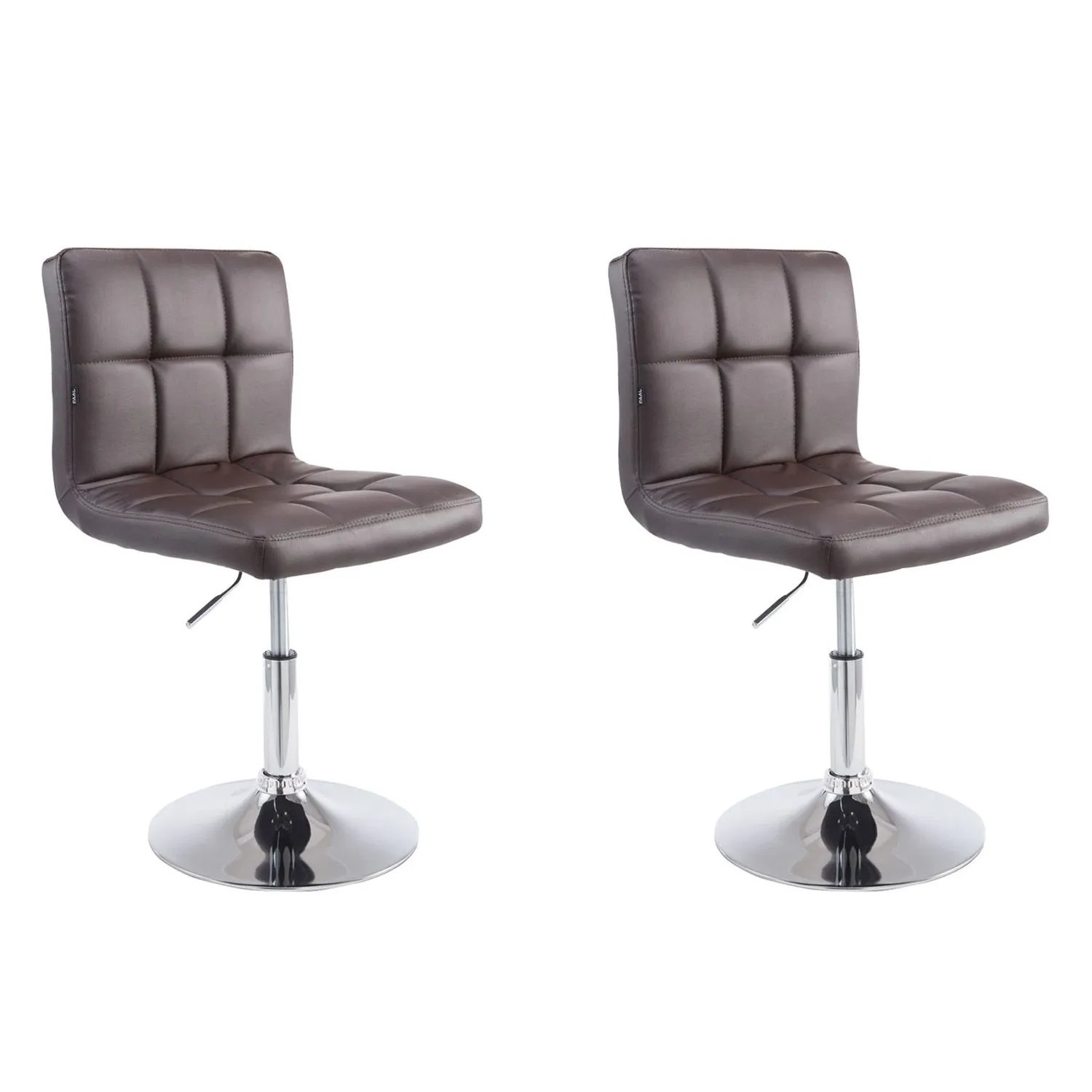 DELUKE 2er Set Barhocker BANGKO Kunstleder Braun 44x49x74cm Barstuhl Höhenverstellbar Mit Lehne Drehbar Tresenhocker Tresenstuhl