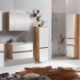 Held Möbel Hängeschrank Salerno, 40 cm, matt Weiß-Wotaneiche, für Bad. Stauraum im modernen Design.