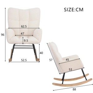 PXloue Schaukelstuhl mit Holzkufen Schaukelsessel aus Samt für Wohnzimmer
