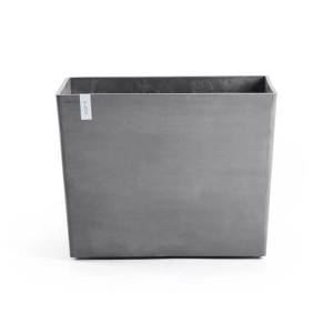 Grauer Ecopots Pflanztopf Paris mit Rollen, 65x85x40 cm. Rechteckiger Pflanzkübel für den Aussenbereich.