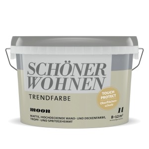 Schöner Wohnen Trendfarbe Moon, matte Wandfarbe im 1 Liter Eimer.