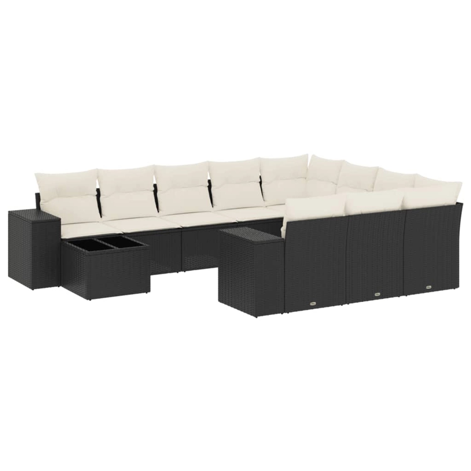 vidaXL 11-Tlg Garten-Sofagarnitur mit Kissen Schwarz Poly Rattan 3223125 günstig online kaufen
