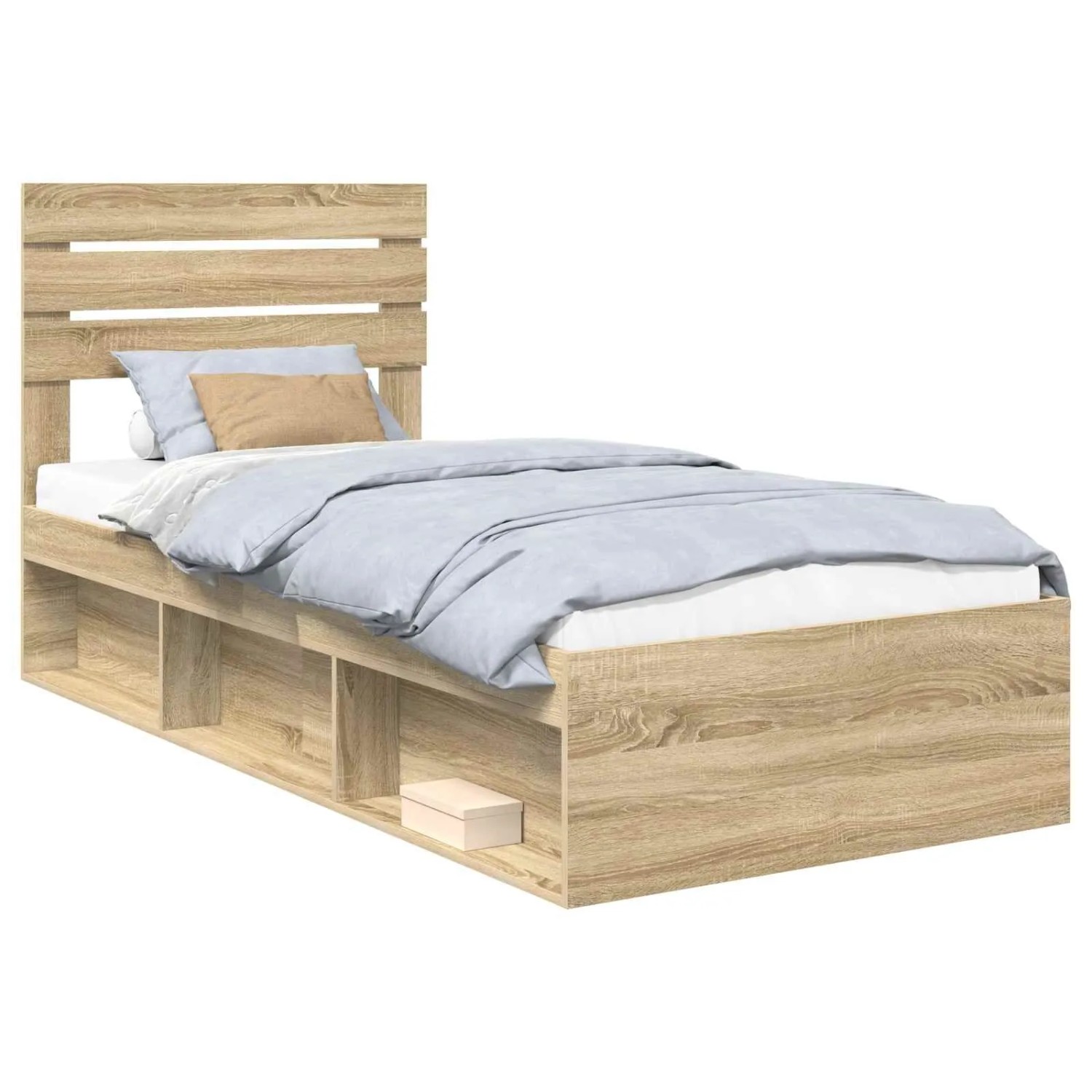 vidaXL Bettrahmen mit Kopfteil Sonoma 90 x 190 cm Massives Kiefernholz 3411465