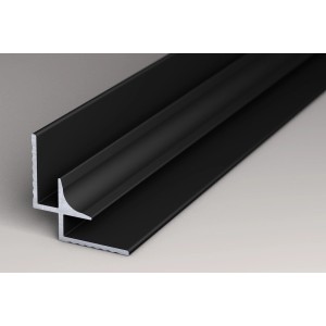Schwarzes Kronoflooring Inneneckprofil Rock the Wall aus Aluminium, 265 cm lang.