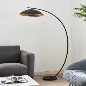 Lindby Stehlampe Bogenleuchte Emilienne 9626571 Modern in Schwarz aus Metall 1-flammig E27 Wohnzimmerleuchte