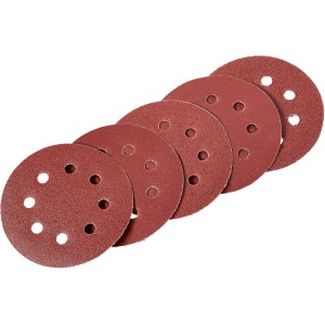 LUX Schleifauflagen-Set für Exzenterschleifer, 5-teilig, Ø 115 mm, verschiedene Körnungen.