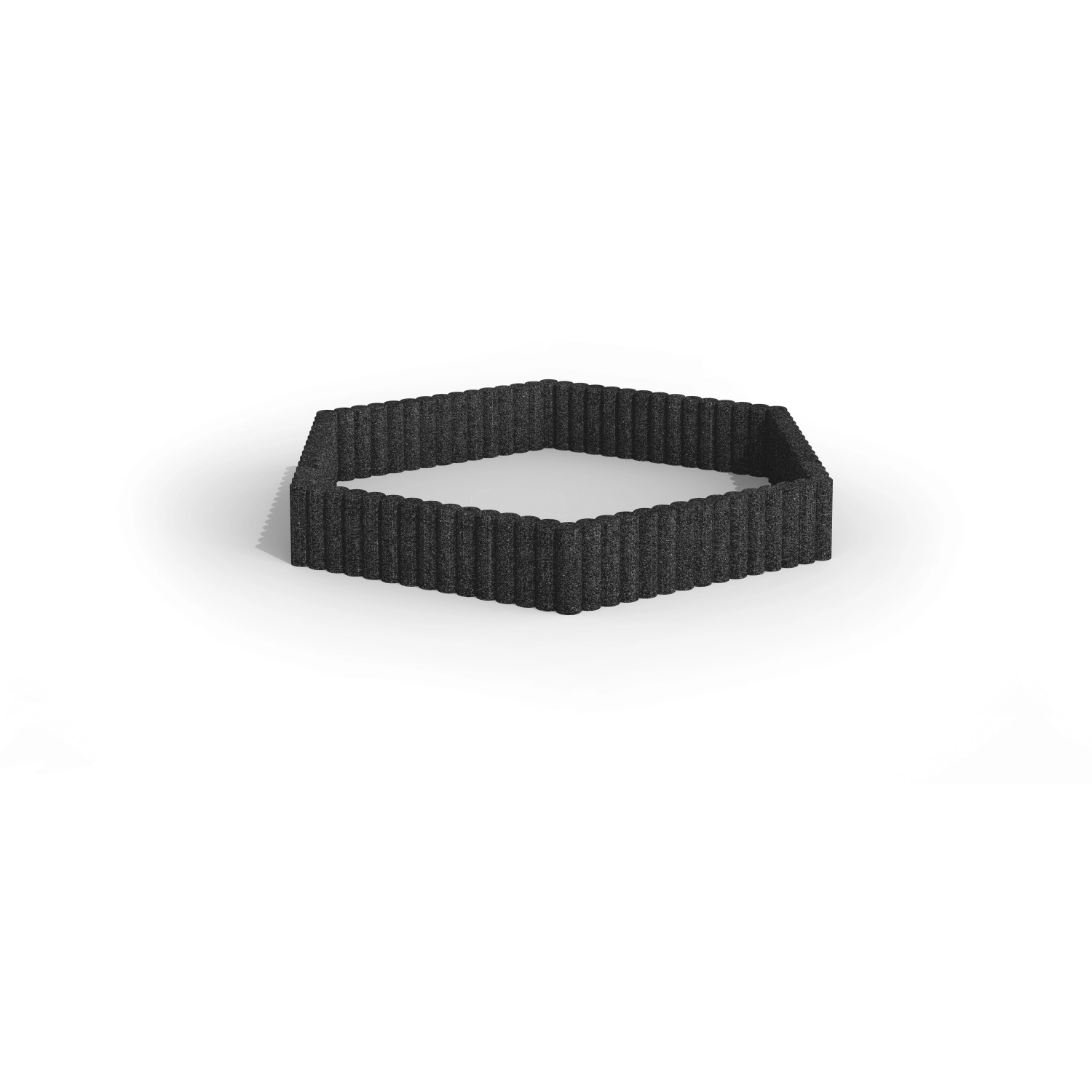 Schwarze Terrasoft Beeteinfassung aus Gummigranulat, 27,5x100x8 cm, für flexible Gartengestaltung.