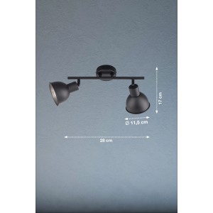 Schwarze Fischer & Honsel Deckenleuchte Speedy, 2-flammig, 28 cm breit. Spots für Innenräume.