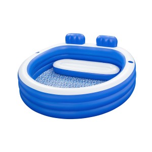 Bestway Familienpool Splash Paradise, aufblasbarer Pool blau-weiß mit Sitzpolster und Kopfstützen.