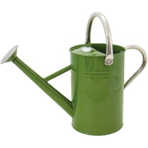 Olivgrüne Kent & Stowe Gießkanne, 4,5 l, mit Brausekopf und verzinktem Stahl für Garten und Pflanzen.