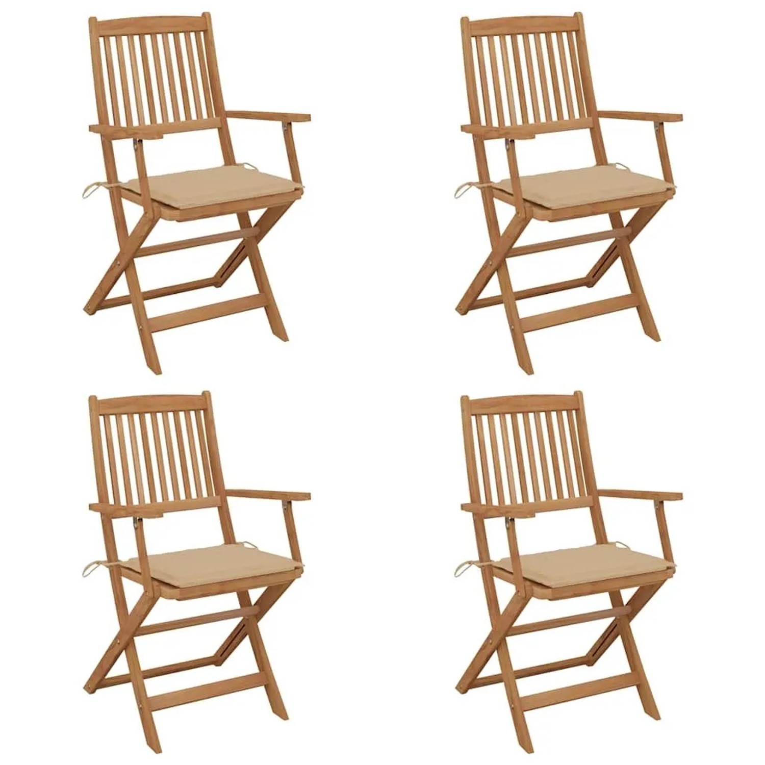 vidaXL Klappbare Gartenstühle 4 Stk mit Kissen Massivholz Akazie 3064620
