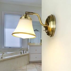 Verstellbare Wandlampe EASYLIGHT in Bronze mit Glasschirm, geeignet für E14 Leuchtmittel.