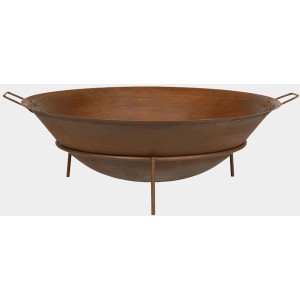 Siena Garden Feuerschale Rusty Braun, Ø 61 cm, aus Gusseisen mit Unterstand und Griffen.