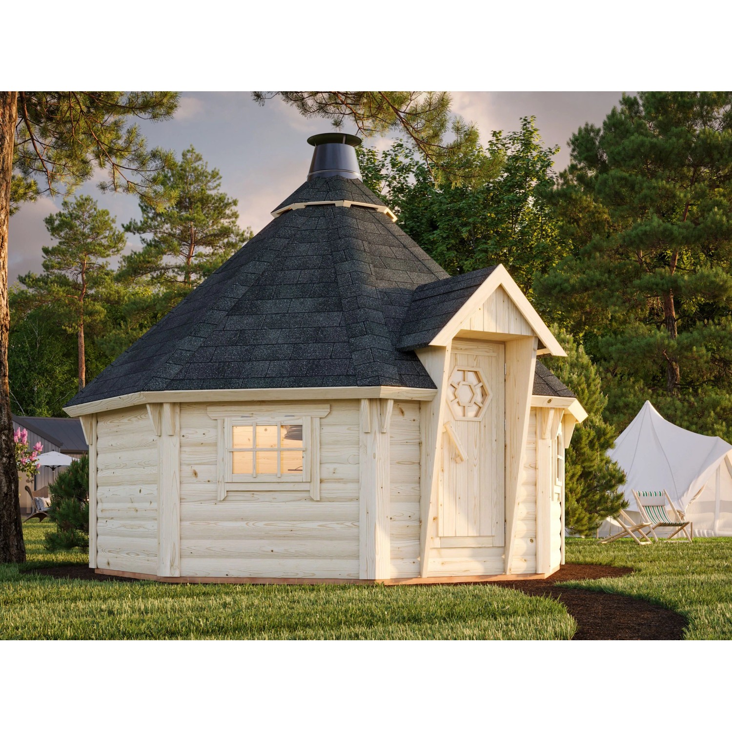 Palmako Grillkota Eva tauchgrundiert Braun BxT: 379 cm x 379 cm