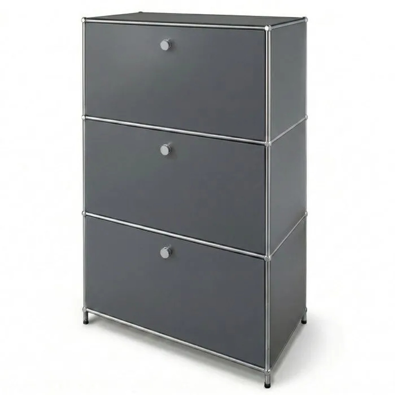 Floordirekt Metallschrank Concept Epure MK-129 Sideboard 3 Fächer 75 x 40 x 120 cm Grau