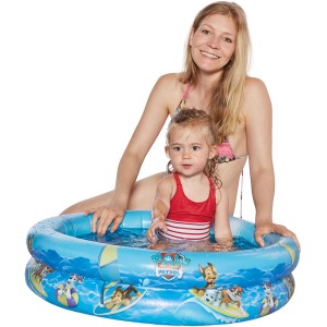 Happy People Paw Patrol Babypool mit Kind und Erwachsener im Garten.