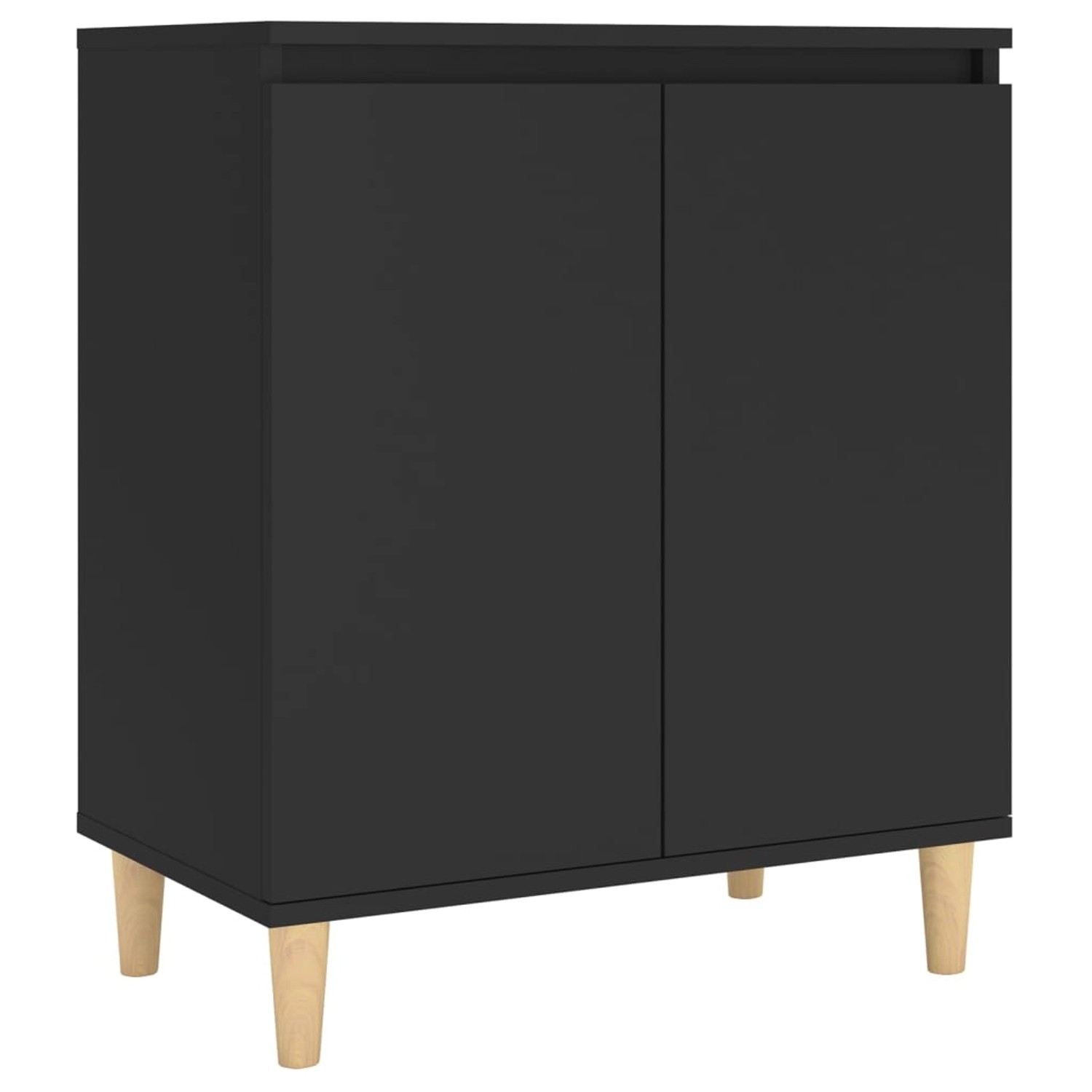 vidaXL Sideboard mit Massivholz-Beinen Schwarz 60x35x70 cm 806068