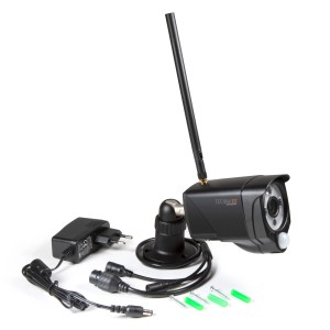 Technaxx IP-Kamera TX-145 WLAN für die Außenüberwachung mit Zubehör.