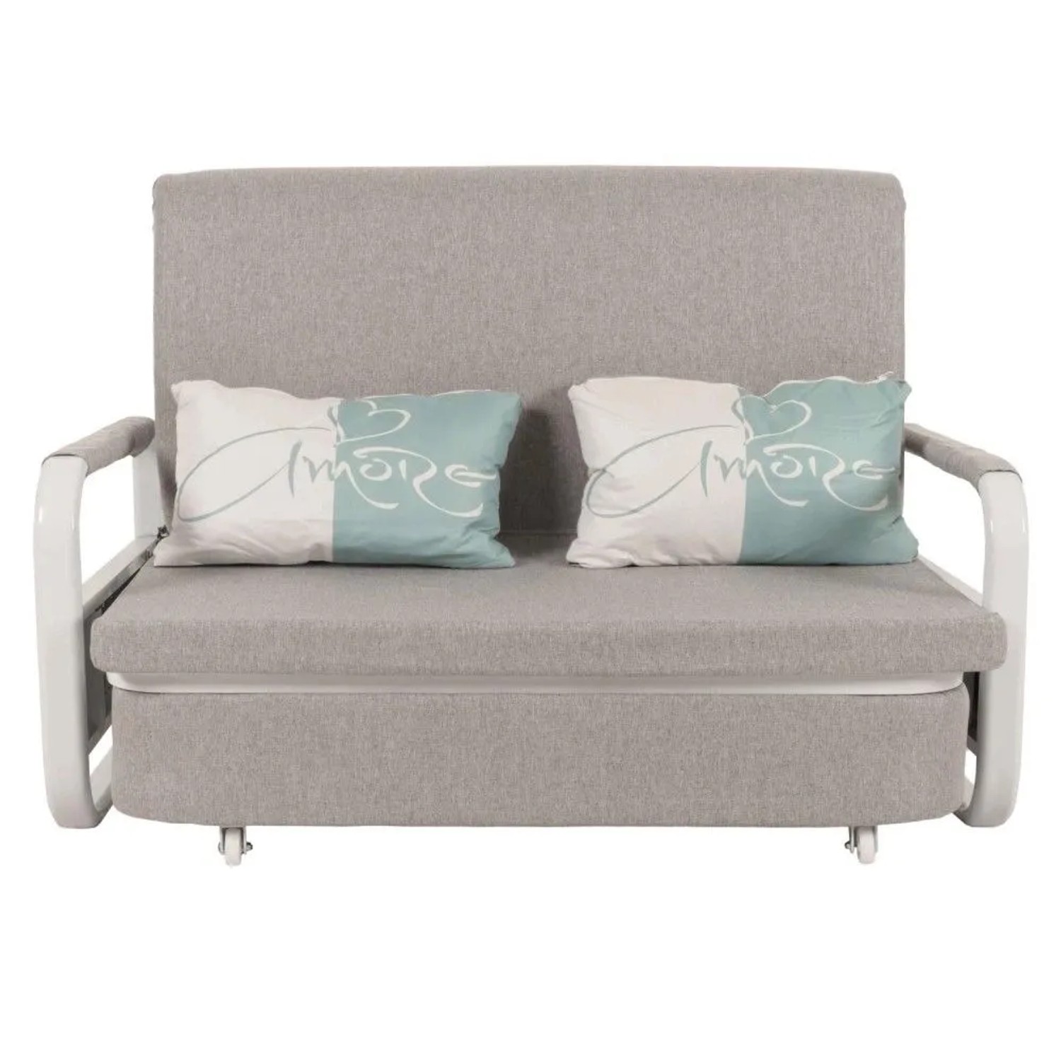 MCW Schlafsofa M83 Stoff/Textil Hellgrau 130x185cm