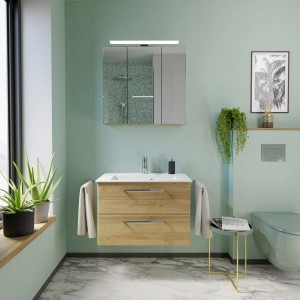 Pelipal Spiegelschrank Trentino in Riviera Eiche quer Nachbildung, 75 cm breit.