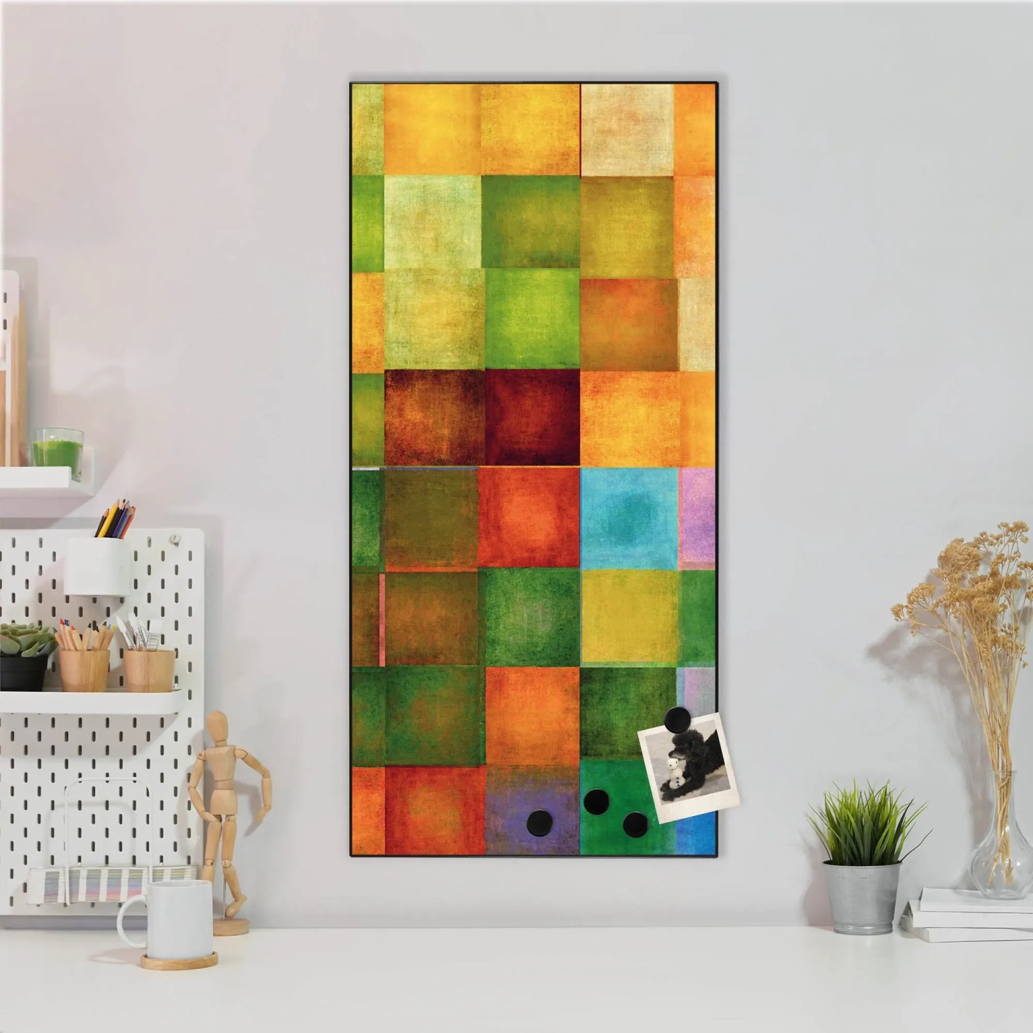 Banjado Magnettafel 37x78cm mit Farbkasten-Motiv, schwarz. Wanddekoration mit Magneten.