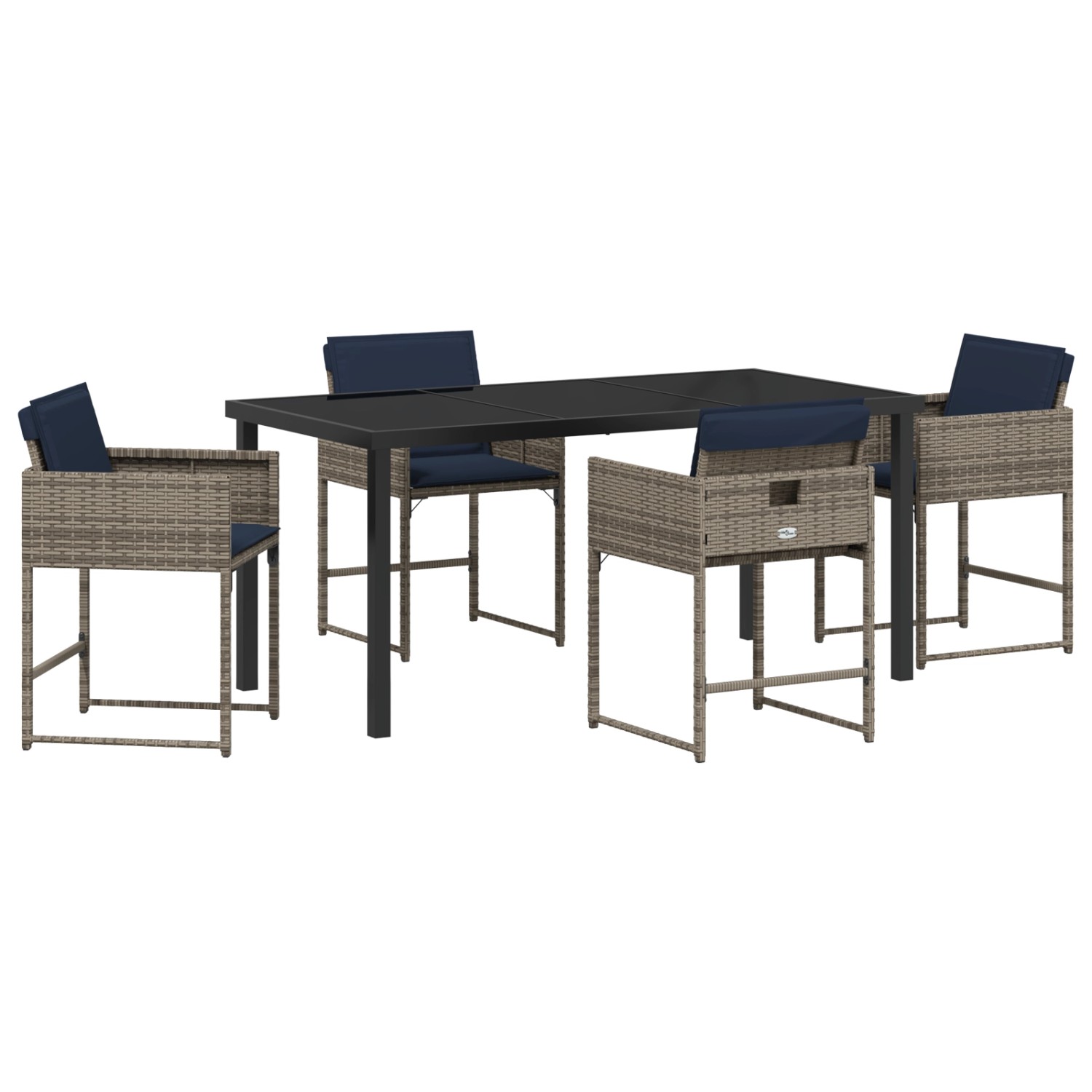 vidaXL Garten Essgruppe mit Kissen 5-Tlg Grau Poly Rattan 3380034 günstig online kaufen