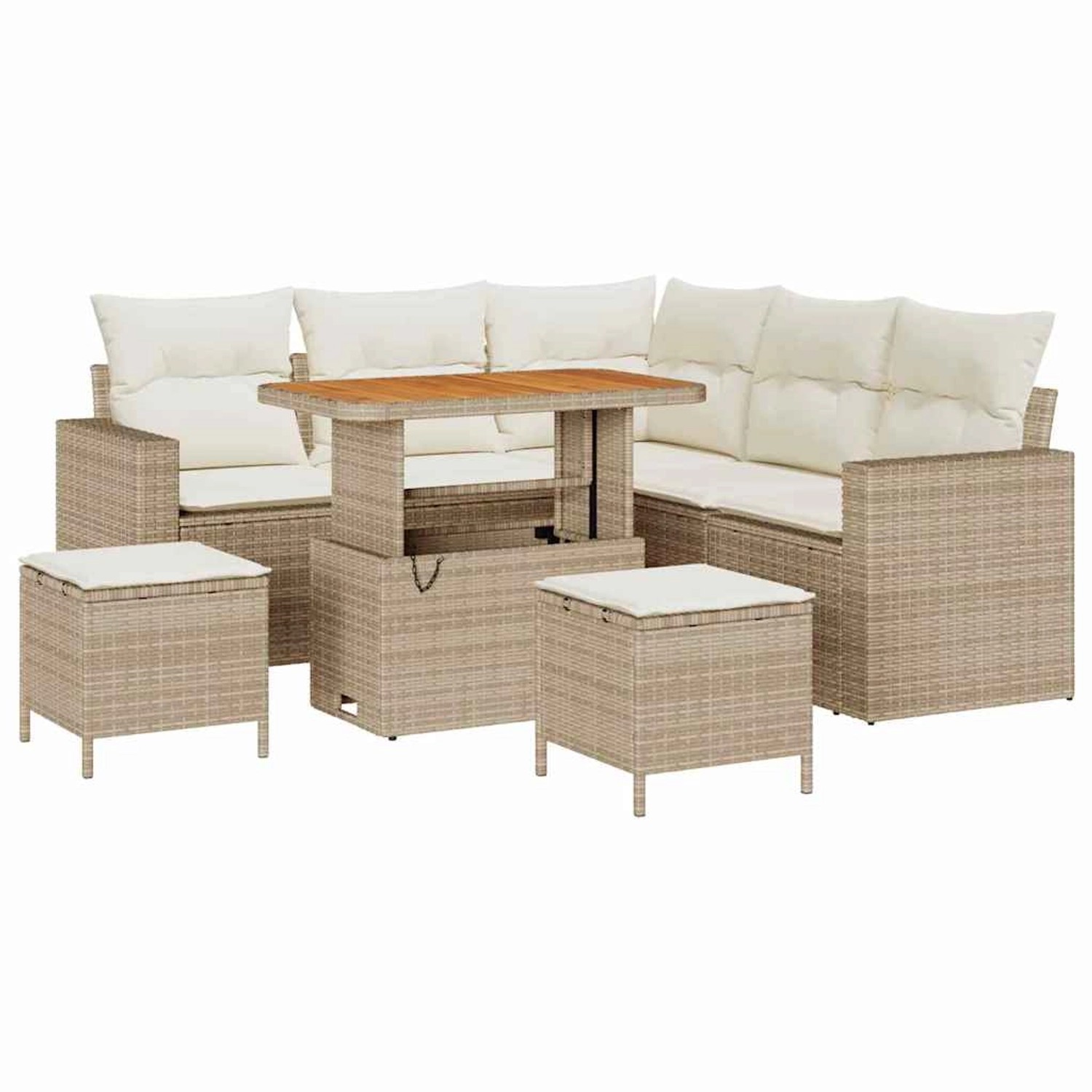 vidaXL Garten-Sofa-Set 8-Tlg Beige Poly Rattan 3361616 günstig online kaufen