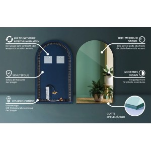 Tulup LED Spiegel Beleuchteter LED Badspiegel 40x70 cm Capsule Spiegel LED Moderner LED Spiegel Kaltweiß 6500K