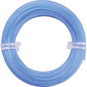 Hellblauer LUX Trimmerfaden, 1,65 mm x 15 m, aufgerollt und mit Kabelbindern fixiert.