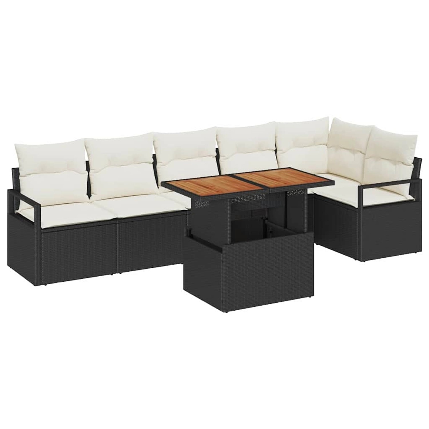 vidaXL 7-Teiliges Gartensofa-Set mit Kissen in Schwarz aus Poly Rattan 3358 günstig online kaufen