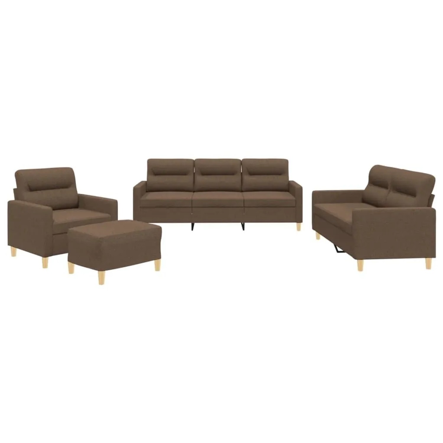 vidaXL 4-Tlg Sofagarnitur mit Kissen Braun Stoff 3201547